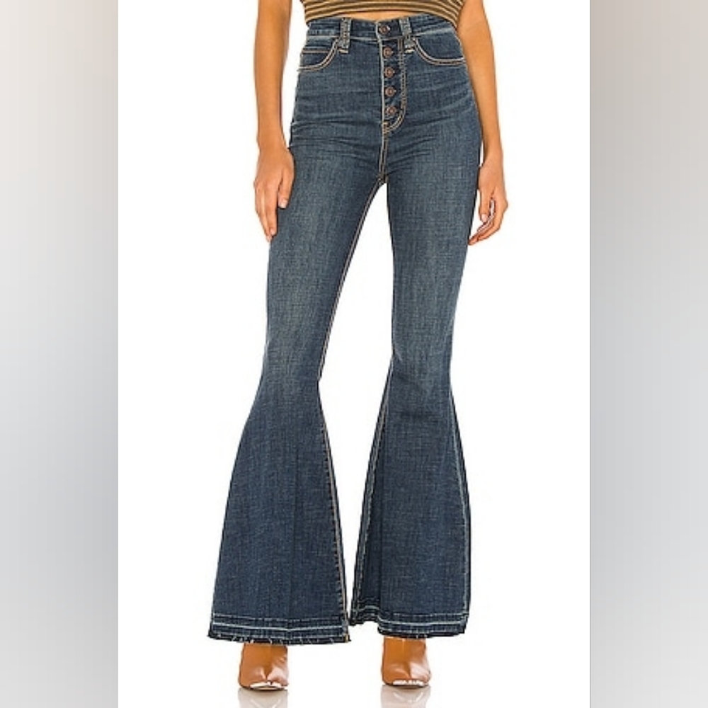 We The Free Irreplaceable Flare Jeans High Rise Button Fly Bell Bottom Denim
